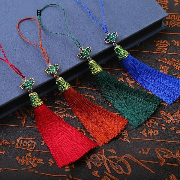 

2 5pcs fashion bronze cap fringe trim bookmark silk tassel diy curtain clothes bag craft supplies classical style tassel pendant h bbywfq