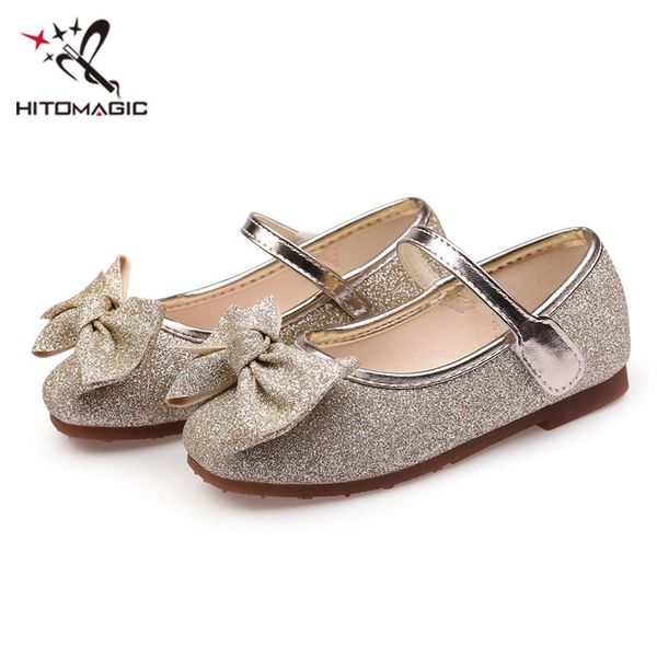 

hitomagic girls princess shoes 2020 leather shoes summer for party wedding kids for girl baby toddler gold with bow size 3, Black;grey