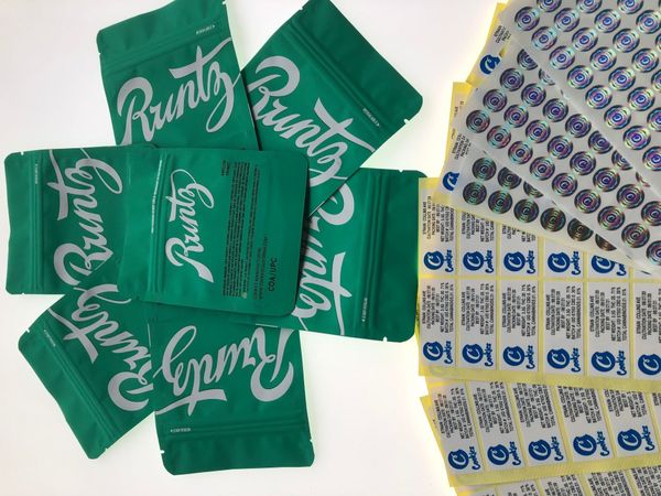 

stickers bag back green nerds hologram 3.5g runtz 3.5gram label edibles california and bag empty mylar matt sf bbybp bdebaby