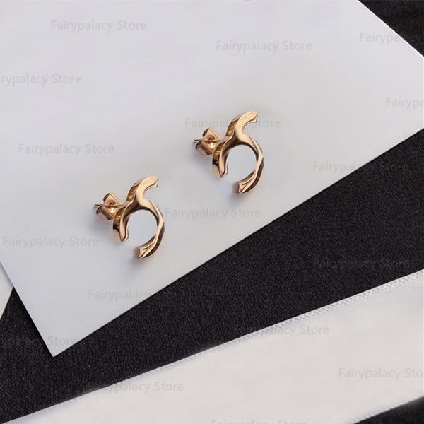 

titanium steel 18k rose gold love earrings stud for woman exquisite simple fashion ring lady earrings jewelry gift, Golden;silver