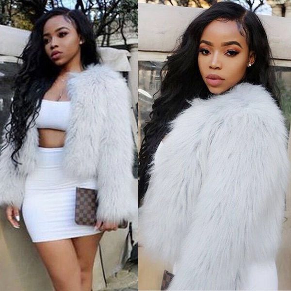

winter warm faux fur ladies short jacket women fashion causal coat