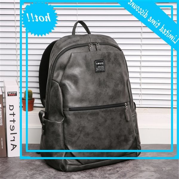 

fashion backpack men's korean leisure travel simple leather college students' book bag trend