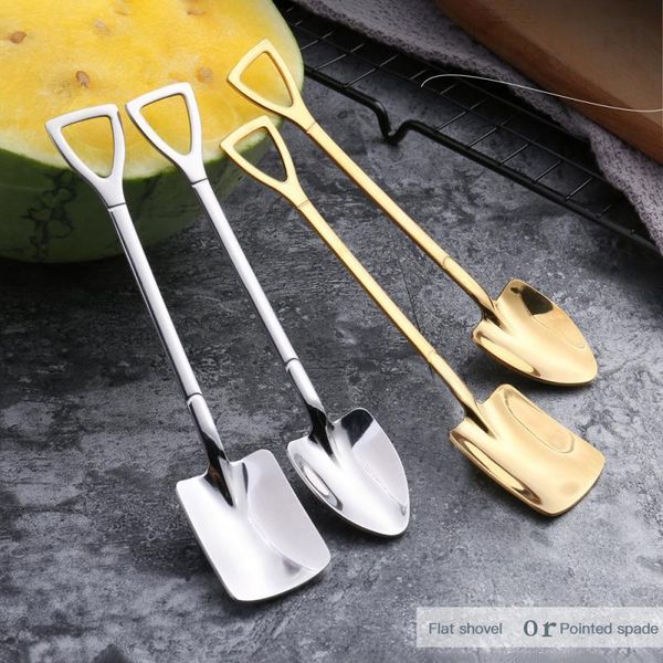 

2pcs set 410 creative coffee spoon long handle stainless steel colorful engineer shovel engineer spoon color box kitchen gadgets h jllbux