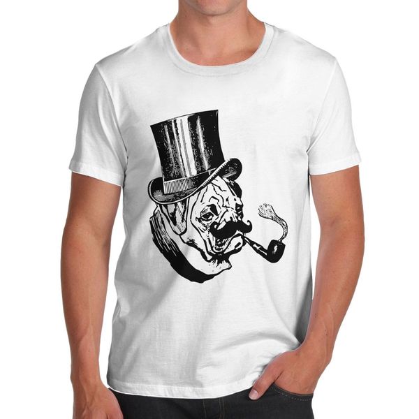 

men's gentleman pug dog funny premium cotton t-shirt sport hooded sweatshirt hoodie