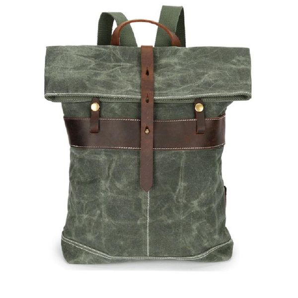 

m226 new luxury canvas leather backpacks for teenagers waterproof traveling daypacks vintage students rucksacks retro back pack bbywhe