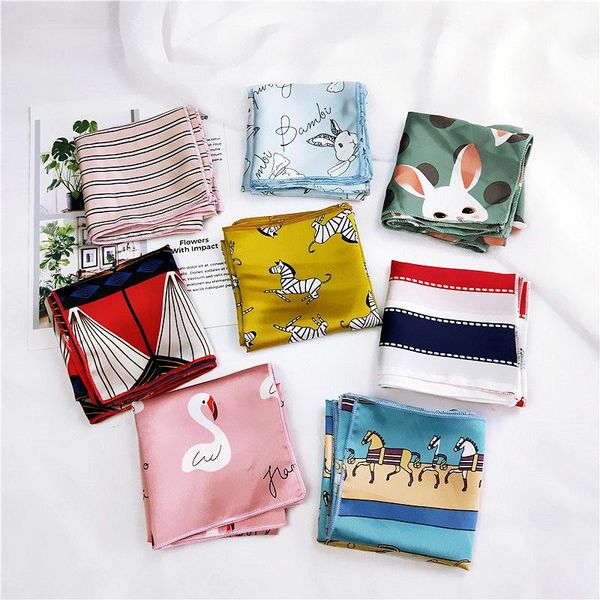 

50x50cm мода женщин площади шарф все матча обертывания элегантный цветочный dot spring summer head neck волос стяжной neckerchief, Blue;gray