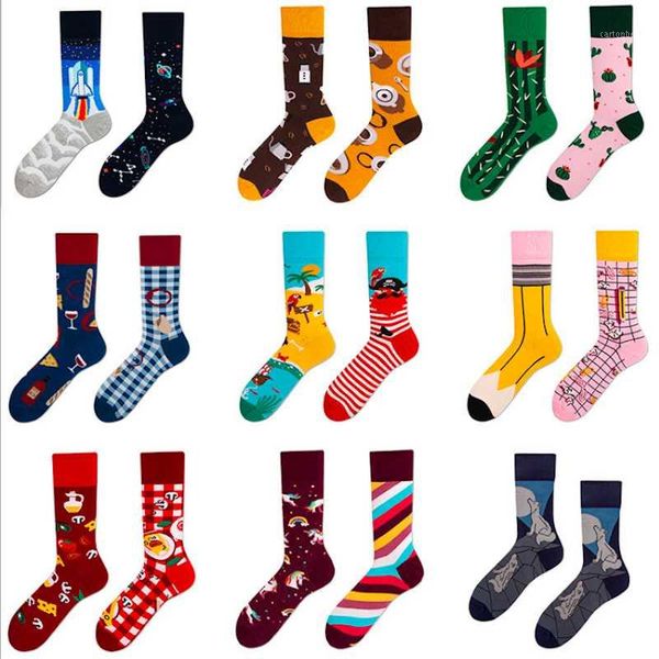 

men's socks funny for fall winter color pattered hiphop sox men women ab year christmas gift colorful men1, Black