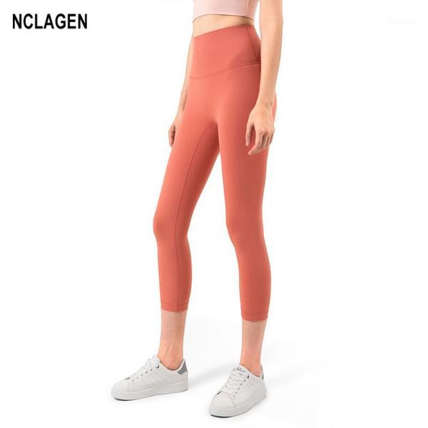 

nclagen yoga pants women high waist workout leggings sport fitness skin-friendly naked feeling squat proof elastic gym tights1, White;red