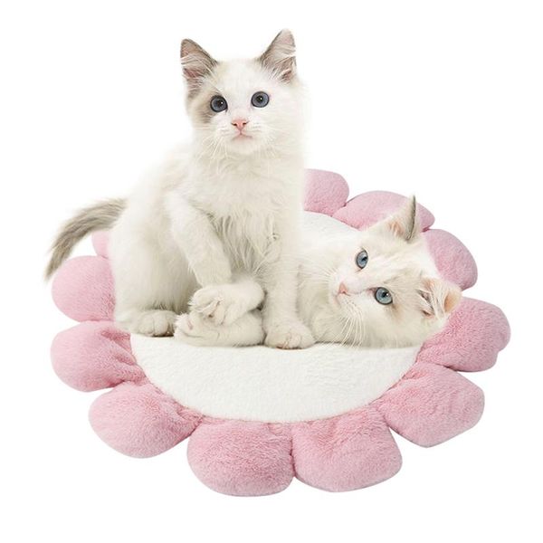 

kennels & pens 4 colors warm fleece flower dog cat mat bed round pet lounger cushion for dogs cats winter kennel christmas puppy