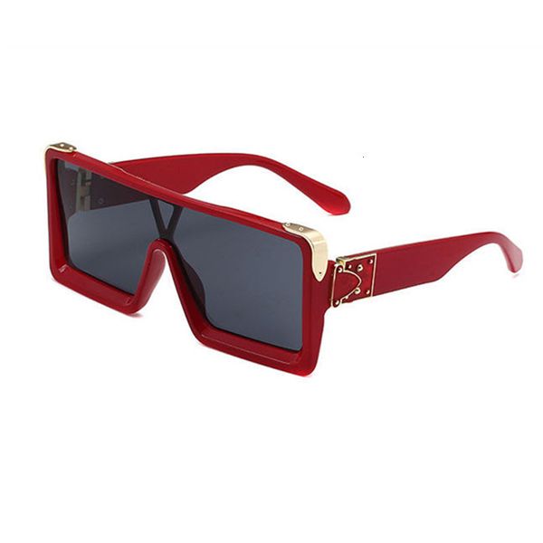 

2021 new big rectangle millionaire sunglasses brand designer men women glasses white red black oculos de sol 6xh2, White;black