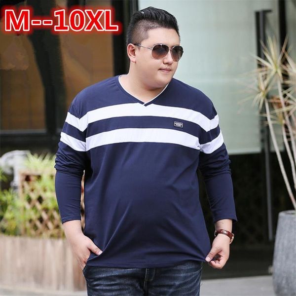 

8xl 10xl plus 6xl size 5xl new strip t-shirt men brand clothing long sleeve fashion t shirt male quality cotton tshirt, White;black