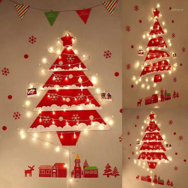 

christmas decorations felt tree with led string background wall decoration home lights decorations1