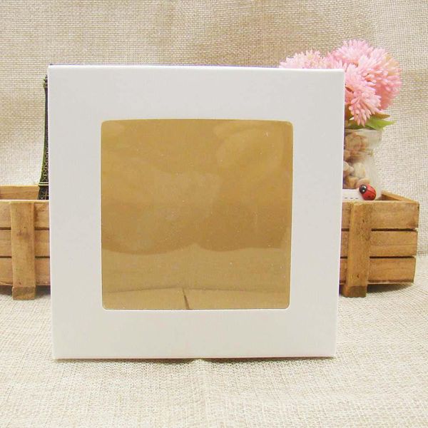 

101010cm белый черный kraft window box упаковка подарочные коробки с пвх окна для candy торт soap cookie cupcake display box 101010cm bbydka