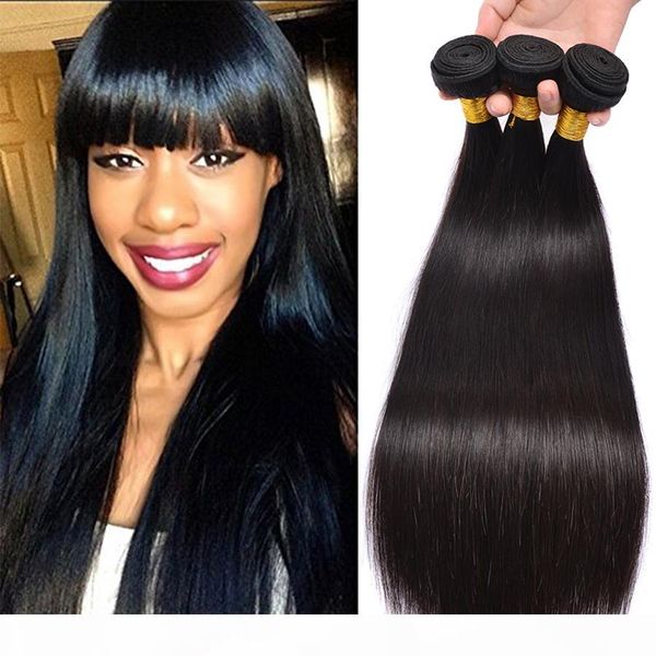 

8a brazilian virgin hair straight 100g pc unprocessed brazilian human hair extension weaves bundles natural black dark brown color available, Black;brown