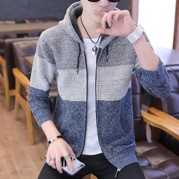 

men's sweaters 2021 sweater jacket fashion hooded cardigan men, White;black