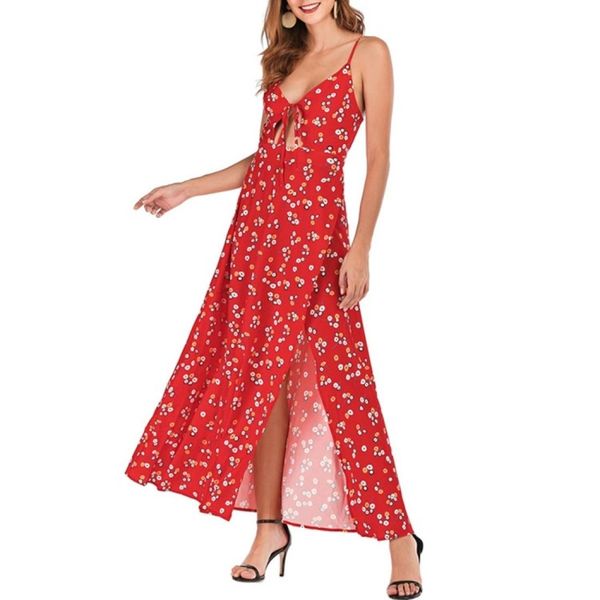 

strap print dress, Black;pink