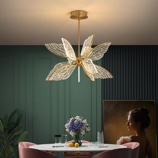 привело люстра Nordic гостиной, современный креативный дизайнер крыловидных подвесные светильники и фонари, простые СПАЛЬНЯ огни