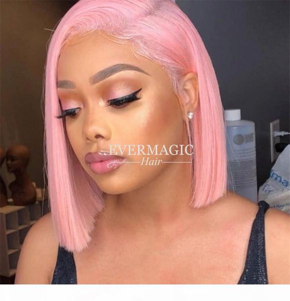 

настройка цвета боб парик человеческих волос для чернокожих женщин pink синий зеленый purple короткий полный шнурок человеческие волосы пари, Black;brown