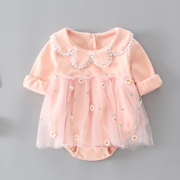 

2021 new baby girl clothes newborn flowers embroidery lace one-pieces clothing set jumpsuit cute infant cirls bodysuits 0-24m fzme, Blue