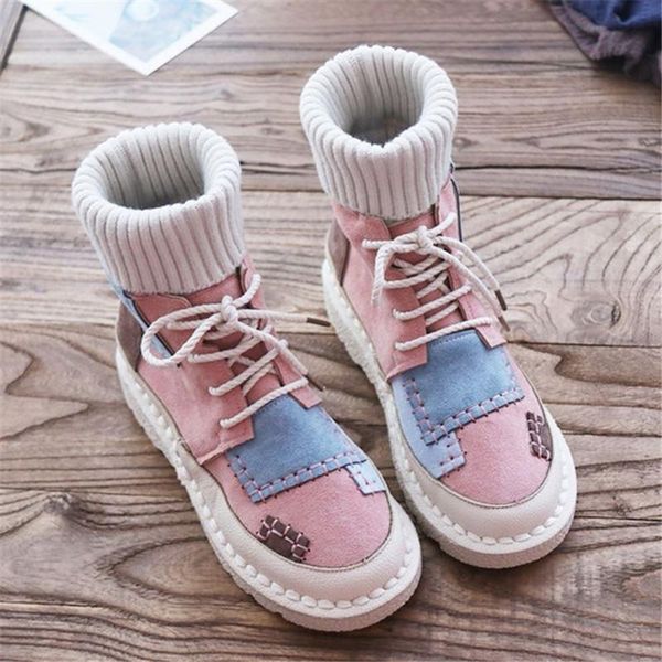 

2020 sell women's bottomed flat boots, soft bottom comfortable woollen line boots,handmade institute women's boots, Black