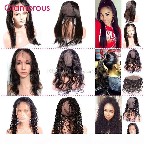 

glamorous 360 lace frontal with cap brazilian hair 360 closure body wave straight human hair frontal 22x4x3, Black;brown