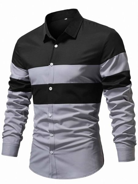 

men two tone button up shirt t1o5#, White;black