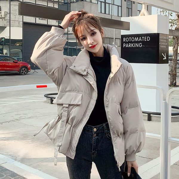 

make cotton-padded jacket dress tide female new winter loose or lend little bread web celebrity show thin waist coat, Black