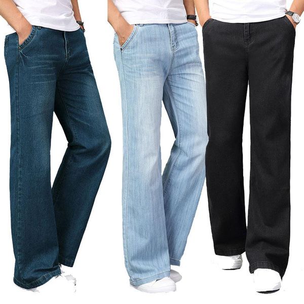 

jeans for men autumn and winter thick wide-leg pants mid-waist jeans men's large trousers loose denim trousers size 26-40, Blue