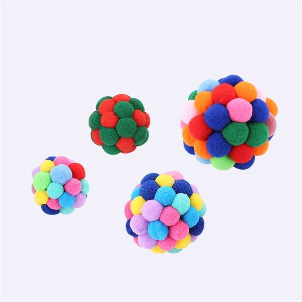 

cats kitty elastic balls handmade fun flexible cotton small bell ball colorful cat pets toy supplies new arrival 3 8si m2