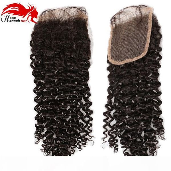 

ханна красоты бразильское глубоко завитые волосы remy шнурка закрытие 4 * 4 curly wave 100% человеческих волос средняя часть стиль с ребенко, Black