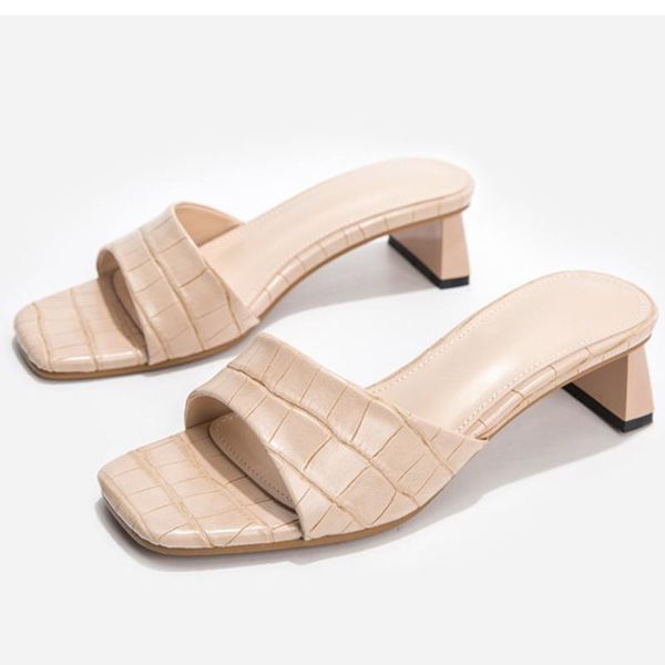 

slippers womens slides mules shoes soft pu leather square toe shallow fashion low heel sandals black yellow1