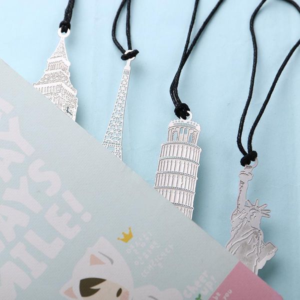 

1pc london eiffel tower statue of liberty book markers metal bookmark for stationery books office bbyzrd