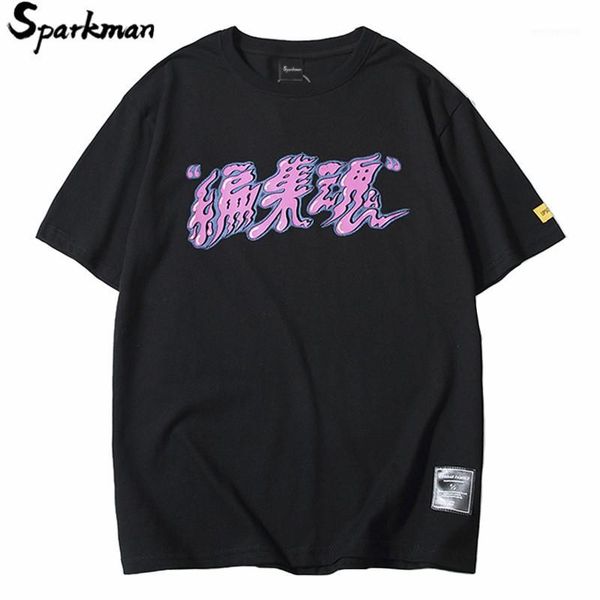 

men hip hop t shirt streetwear chinese character funny tshirt 2019 summer short sleeve t-shirt cotton casual tees harajuku1, White;black