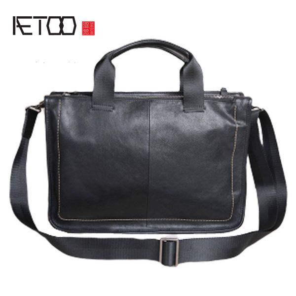 

hbp aetoo leather handbag, cross-sectional large-capacity men's business casual bag, head leather english simple briefcase