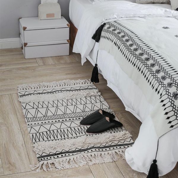 

carpets kilim black white 100% cotton living room bedside carpet geometric rug striped modern mat morocco design nordic style1