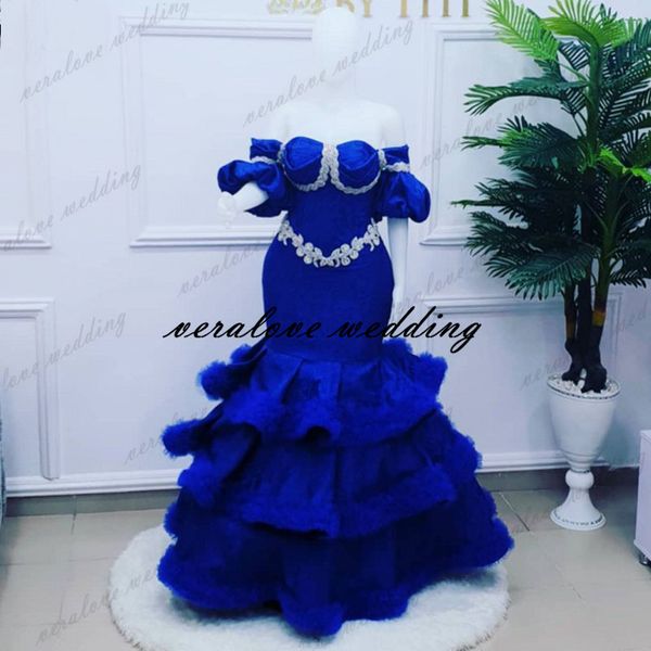 Royal Blue Due pezzi Mermiad Prom Dresses con gonna staccabile Abiti da sera africani per le donne Party robe de soir￩e de mariage