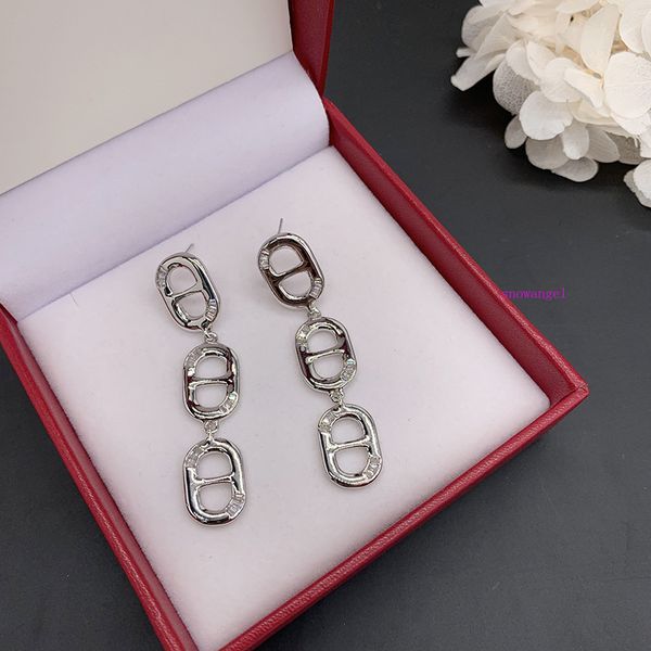 

cool wind inlaid with diamond thick chain pig nose earrings s925 silver needle metal advanced feeling