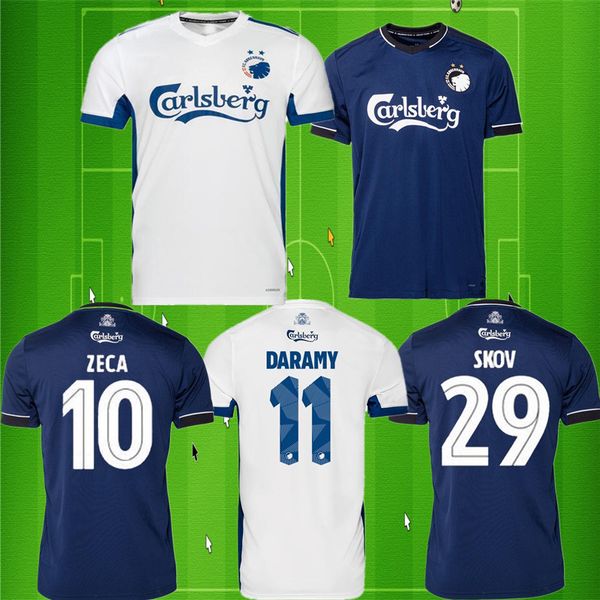 

men 2020 2021 zeca daramy copenhagen away blue soccer jerseys fischer sigurdsson football shirts soccer jersey skov kits uniforms, Black;yellow