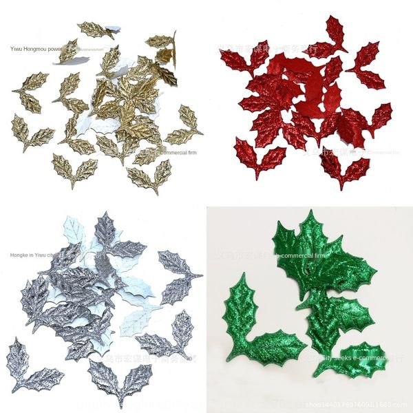 

zyjvt 100 christmas leaf day ornaments holly paper scraps leaf and gift small 100 christmas accessory holly ornaments non-woven day paper sc