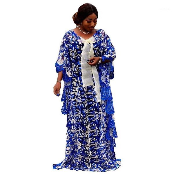 

super size autumn lace dresses new african women's dashiki fashion water-soluble lace loose beaded embroidery long dress1, Red