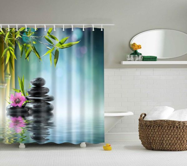 Cortina de chuveiro impermeável impressão digital banheiro decoração chocante paisagem curtinas 180 * 180 cm