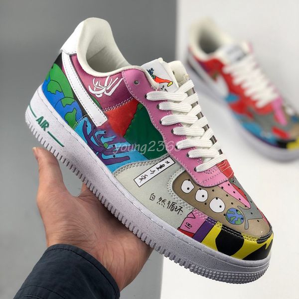 

1 flyleather ruohan wang cut out worldwide air one utility white men running shoes forces sneakers 1s sports skate trainers size 11, Black