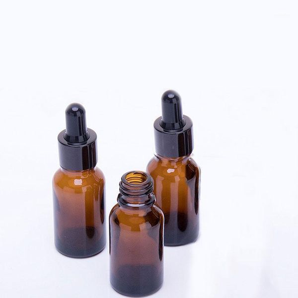 

storage bottles & jars 5-100ml 1 ctn portable black circle and rubber head tan glass dropper essential oil cosmetics container travel1