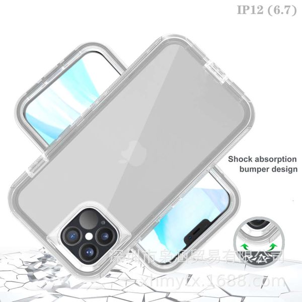

ip12 promax (6.7) 3-in-1 drop proof holder for transparent mobile phone protective case