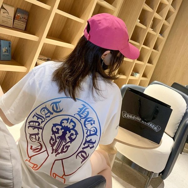 

2020 chh spring / summer new couple style gradual change big sword sanskrit printed short sleeve t-shirt for men and women, Black