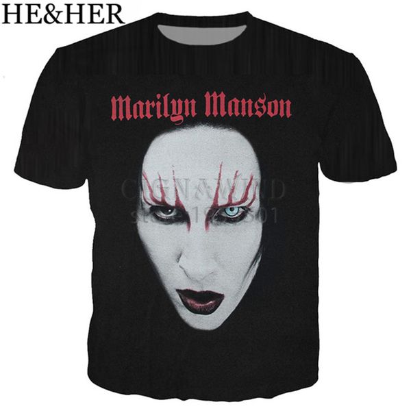 

new popular singer marilyn manson style 3d print shirts humor comics kawaii men clothing