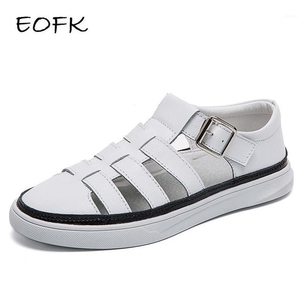 

eofk women sandals new woman gladiator genuine leather sandals summer lady casual white leather sandalias mujer female1, Black