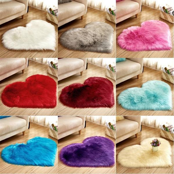 

plush heart shape mat living room office imitation wool carpet bedroom soft home non slip rugs