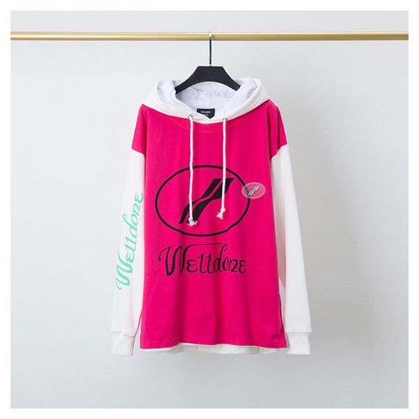 

2021 new pink white we11done men women lovers casual sweatshirts long sleeve pullover street hoodie n6dl, Black