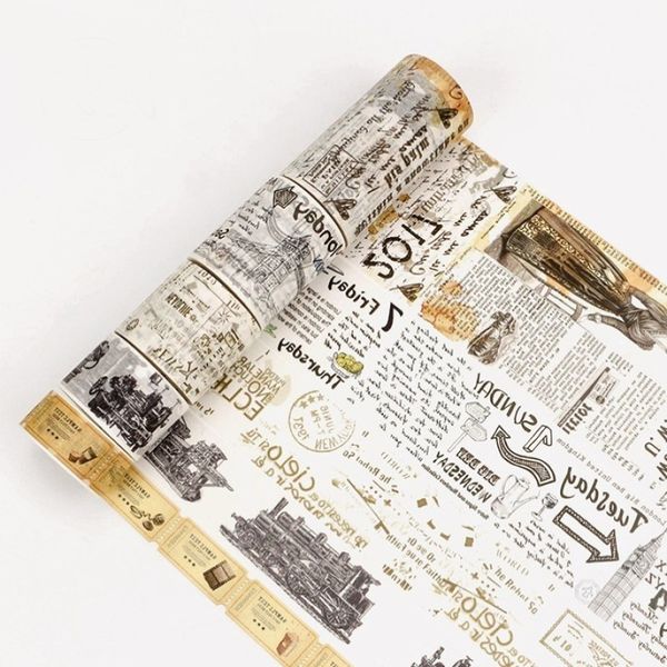 

words narrow vintage tickets design newspaper and wide washi adhesive scrapbooking paper masking tape easy to tear